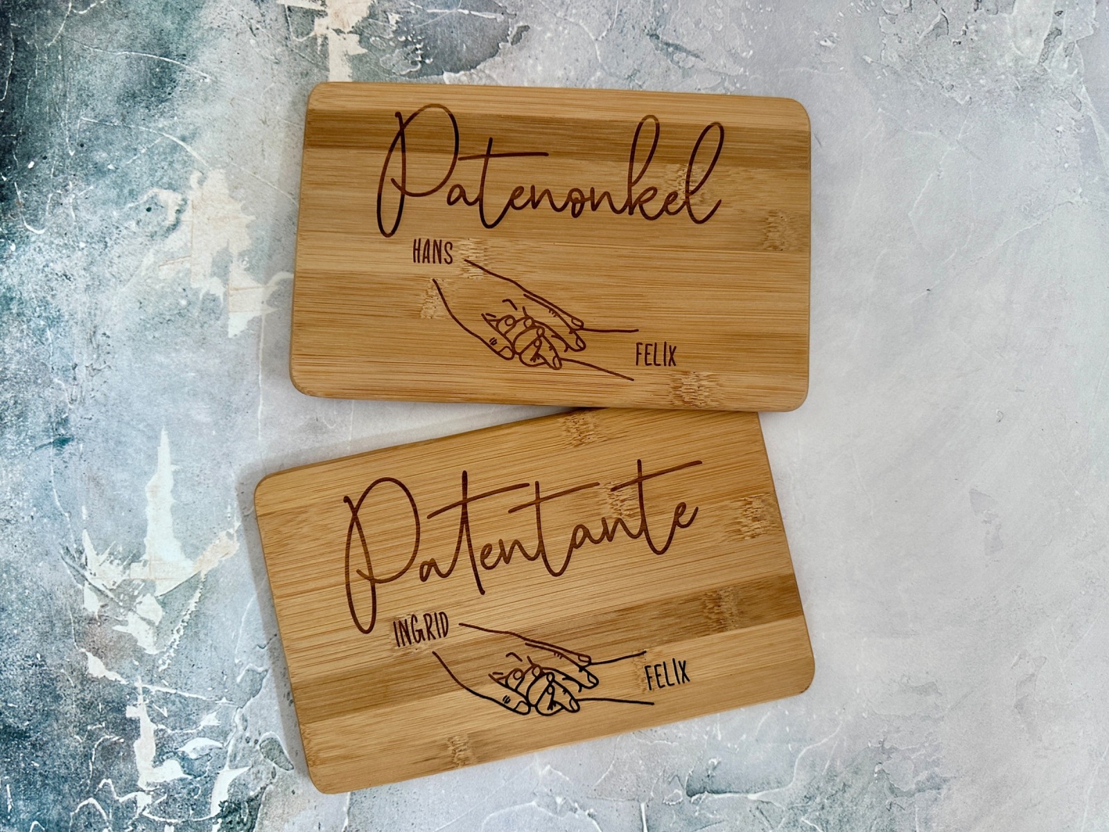 Frühstücksbrettchen für Paten | Holzbrett graviert personalisierbar Geschenk Patentante