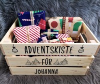 Aufkleber für eine Adventskiste für den DIY Adventskalender mit Krippe oder Tannenbäumen und Weih