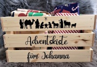 Adventskiste für den Adventskalender mit Krippe oder Tannenbäumen und Weihnachtskugeln 3