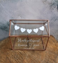 rosé gold Glasbox Hochzeitspost Box für Geldgeschenke und Karten zur Hochzeit 6