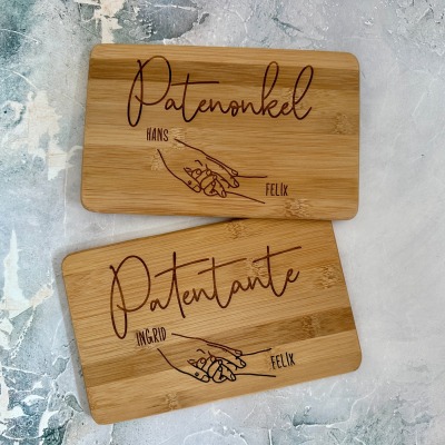 Frühstücksbrettchen für Paten | Holzbrett graviert personalisierbar Geschenk Patentante