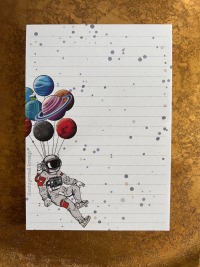Notizblock / Schreibblock / Din A6 / Briefpapier - Astronaut