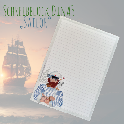 Notizblock / Schreibblock / Din A5 / Briefpapier - Sailor - Sailor