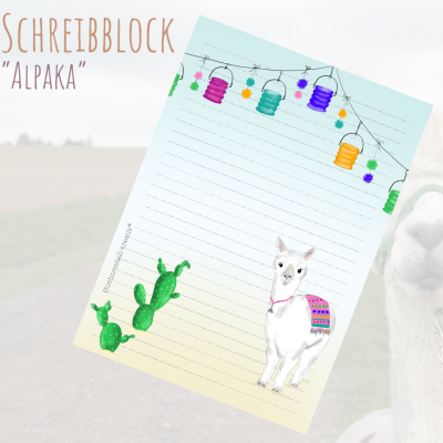 Notizblock / Schreibblock / Din A5 / Briefpapier - Alpaka - Alpaka