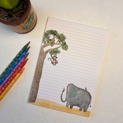Notizblock / Schreibblock / Din A5 / Briefpapier - Elefant
