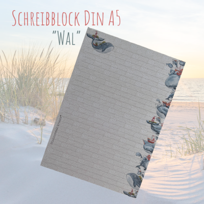 Notizblock / Schreibblock / Din A5 / Briefpapier - Wal