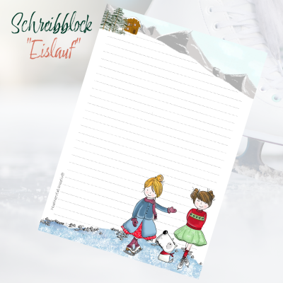 Notizblock / Schreibblock / Din A5 / Briefpapier - Schlittschuh - Schlittschuh