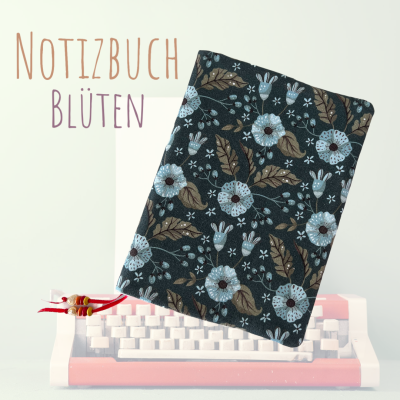 Notizbuch / Jahresplaner / Hülle / Planer / nachhaltig / Stoff / Umschlag - Blüten