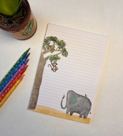 Notizblock / Schreibblock / Din A5 / Briefpapier - Elefant