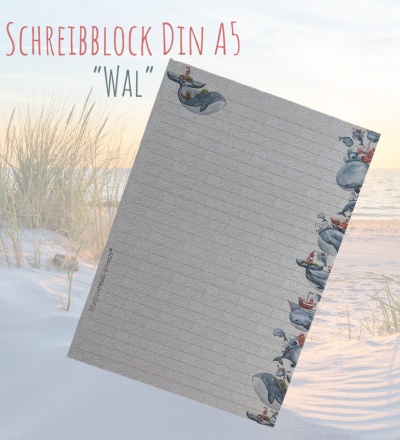 Notizblock / Schreibblock / Din A5 / Briefpapier - Wal