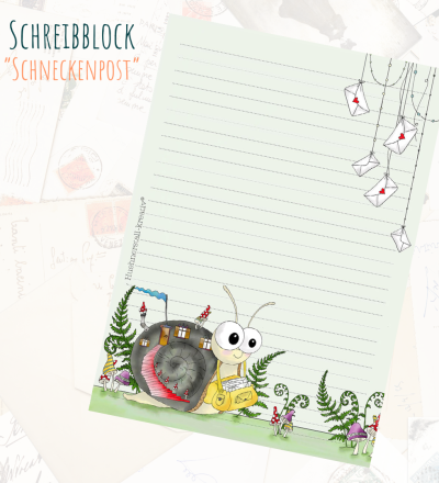 Notizblock / Schreibblock / Din A5 / Briefpapier - Schneckenpost