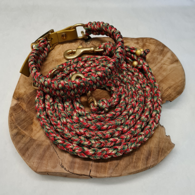 Weihnachtsset: Halsband und Leine aus Paracordseil - Sichere dir ein schickes Set für Weihnachten