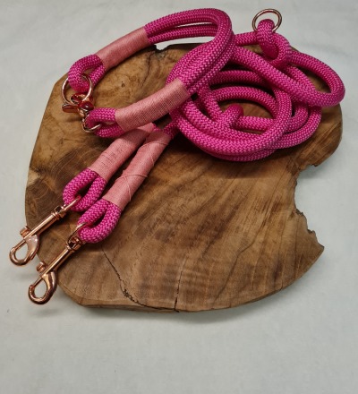 Halsband und Leine | Collar and Leash | Dog Leash Rope - Farbe: fuchsia
