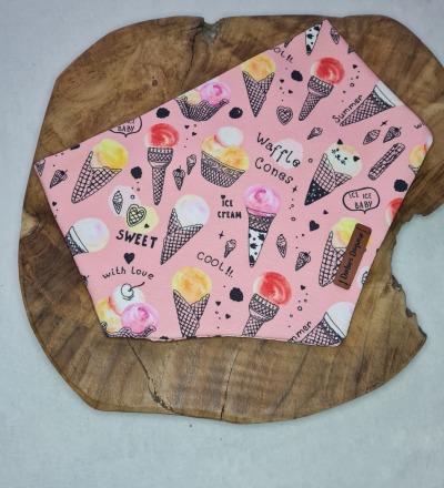 Halstuch zum Binden pink - Schickes Hunde Halstuch in pink mit Eiscreme Symbolen