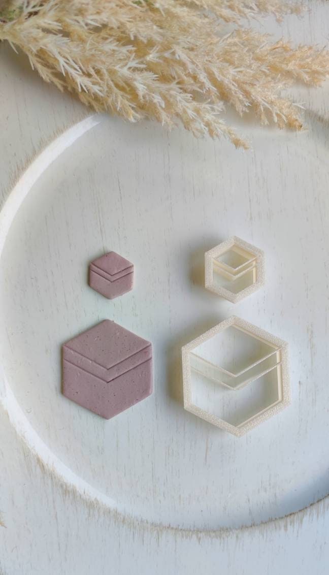 Polymer Clay Cutter Set | Ausstechform | Präger | FIMO Cutter | Stempel | Polymer Clay Zubehör | DIY-Werkzeug | handmade Schmuck | Hexagon