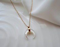 Halfmoon | Perlmutt Mondkette gold | Edelstahl Collier 2