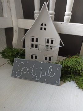 Schild aus Holz God jul Wichtelgeschenk - Kleines Dekoschild in dunkelgrau
