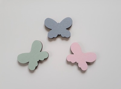 Schmetterling Holzmotiv 3erSet in grau, mintgrün und zartrose - passend zu den Holzbuchstaben