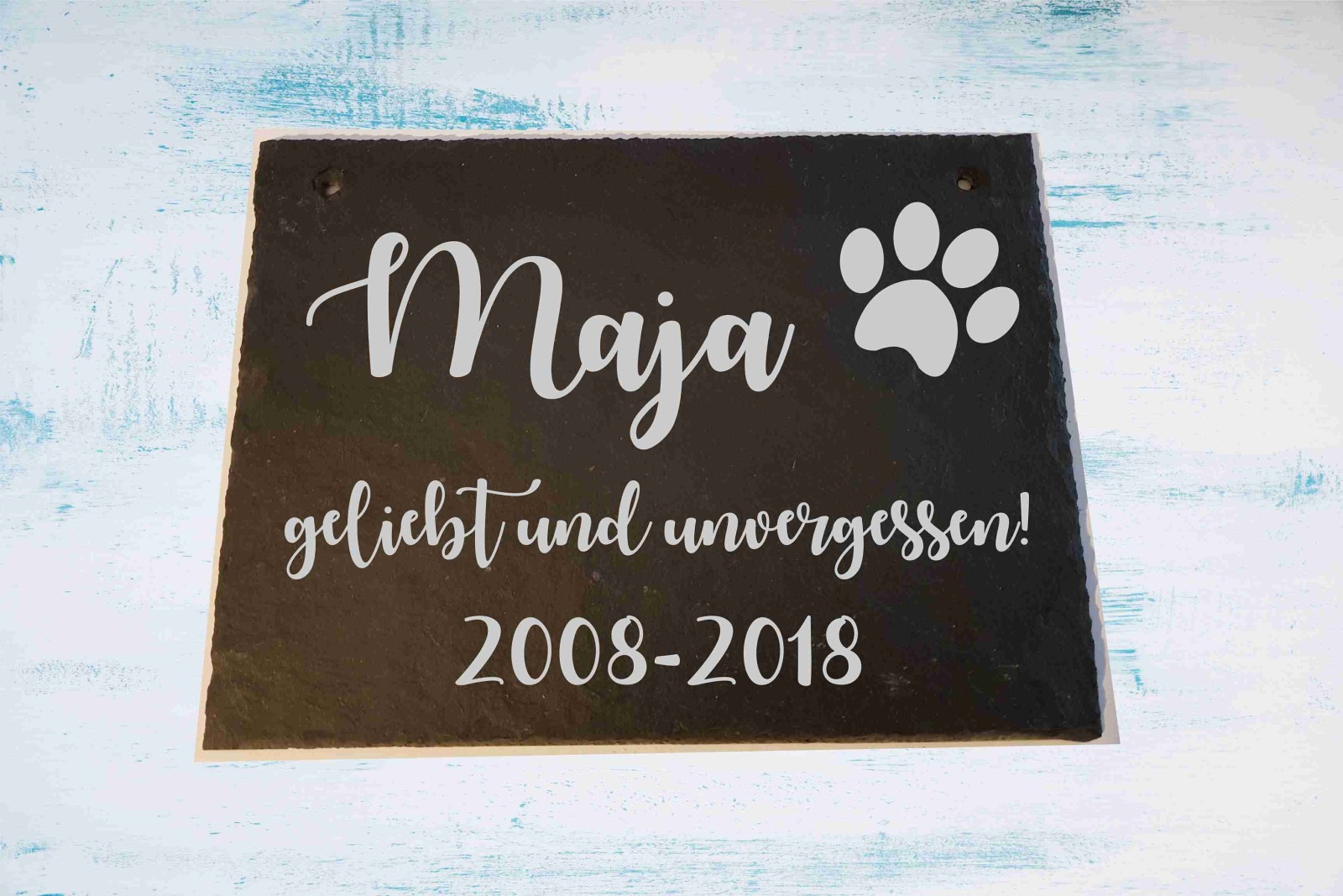 Gedenktafel für Hund Katze Haustier Schiefer Grabstein Grabplatte Trauerplatte Schiefertafel 3