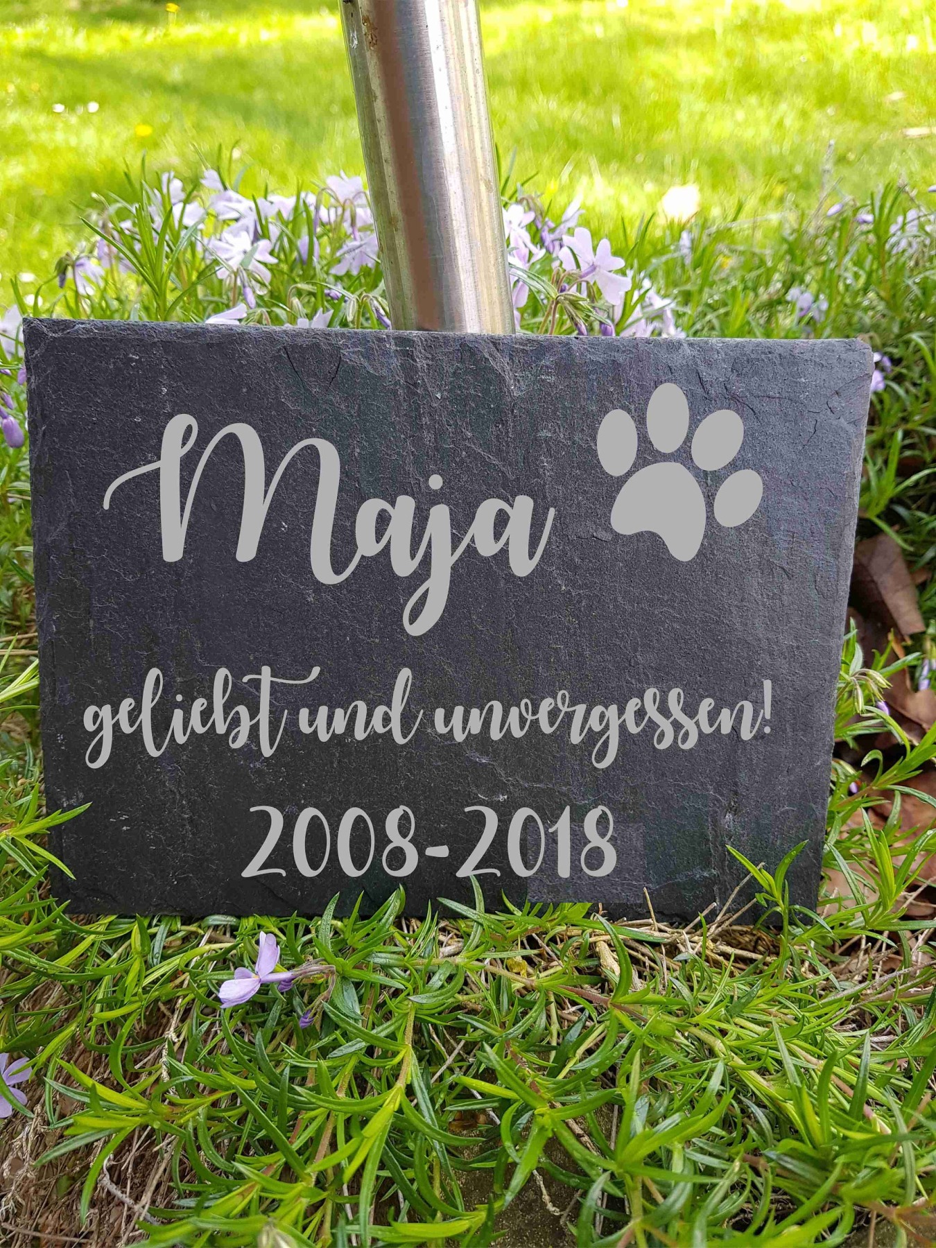 Gedenktafel für Hund Katze Haustier Schiefer Grabstein Grabplatte Trauerplatte Schiefertafel