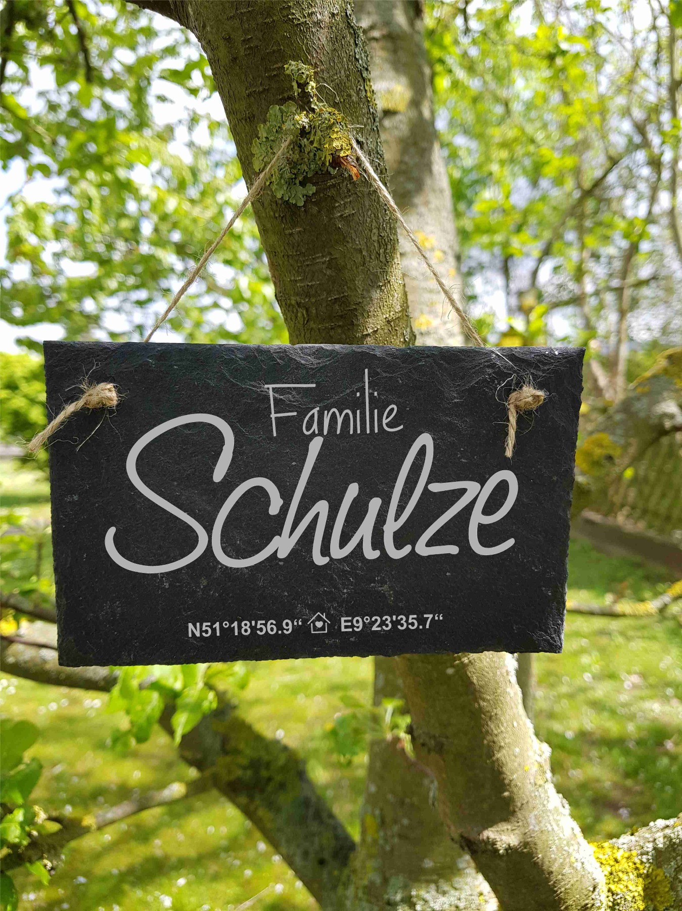 Koordinaten individuelles Namensschild Name Vorname Schieferschild Schiefertafel Schild