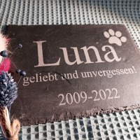 Gedenktafel für Hund Katze Haustier Schiefer Grabstein Grabplatte Trauerplatte Schiefertafel 2