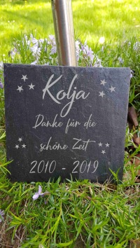 Gedenktafel für Hund Katze Haustier Grabstein Grabplatte Trauerplatte aus Schiefer Schiefertafel
