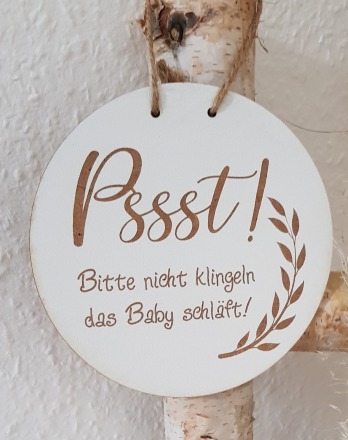 Pssst Bitte nicht klingeln das Baby schläft Holzschild Schild Türschild - Geschenk zur Geburt Geschenkidee zur Taufe für die Babyparty Kinderzimmerdeko Dekoration