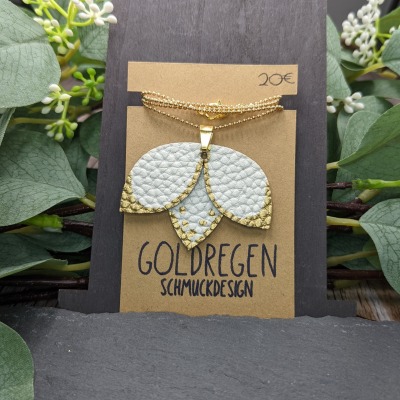Halskette mit Lotosblumen Anhänger - weiß gold