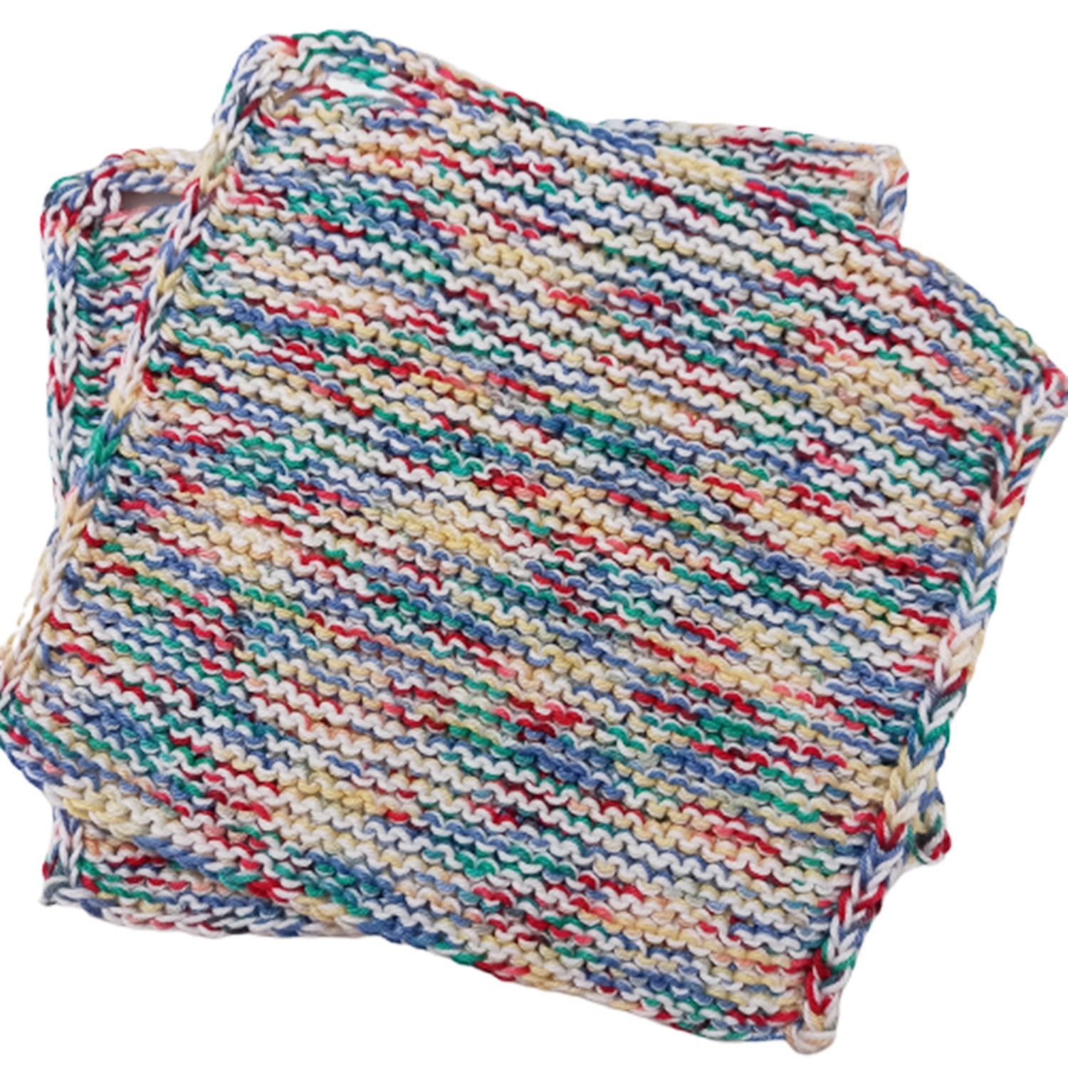 Dicke Topflappen handgestrickt aus 100 % Baumwolle, ca. 20 x 19 cm, 1 Paar 3