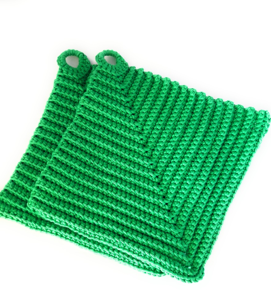 Topflappen klassicher Stil ca 19 x 19 cm - 100 Baumwolle - grün