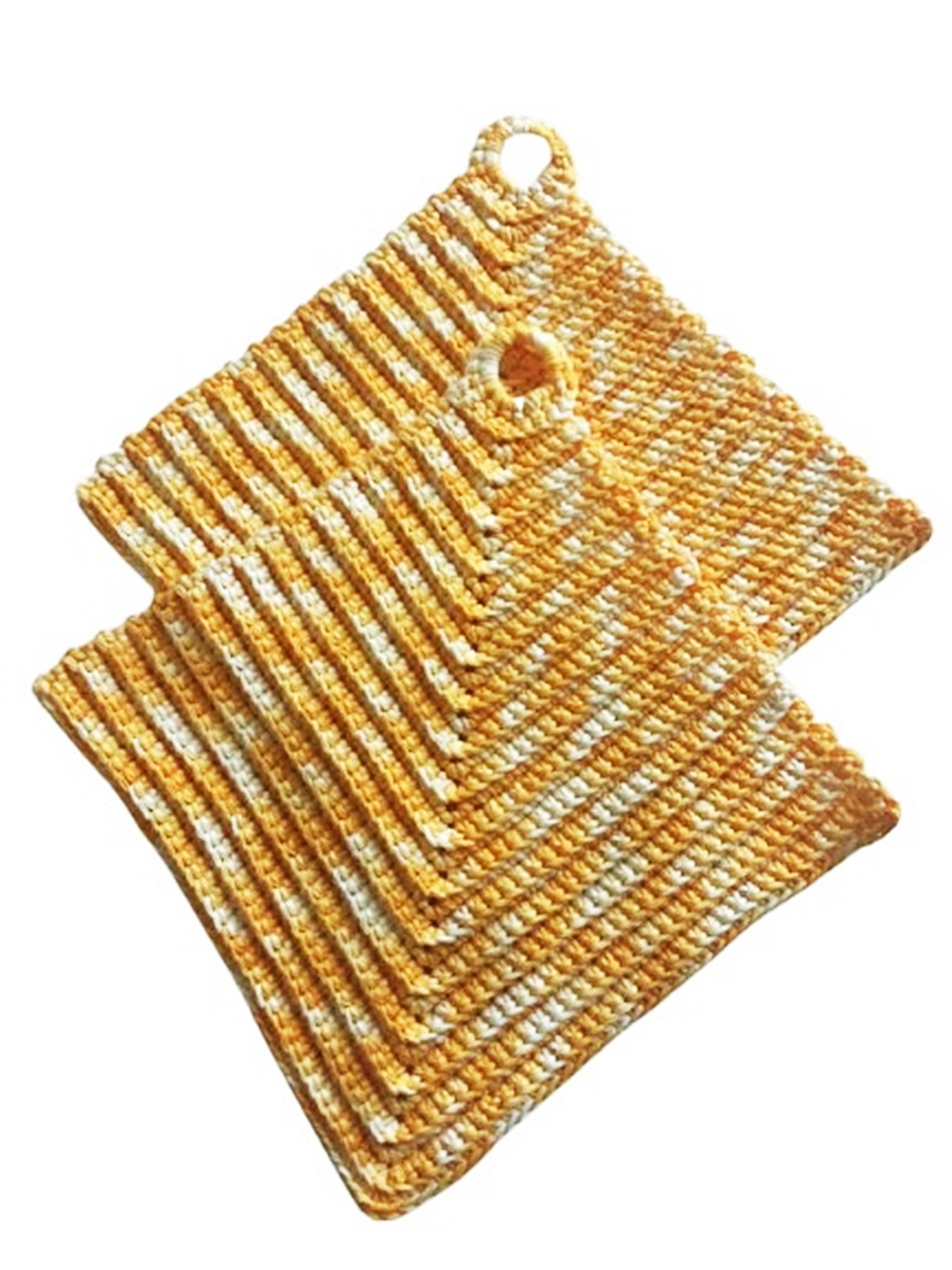 Topflappen klassicher Stil ca 19 x 19 cm - 100 Baumwolle -Gelbtöne mit weiß