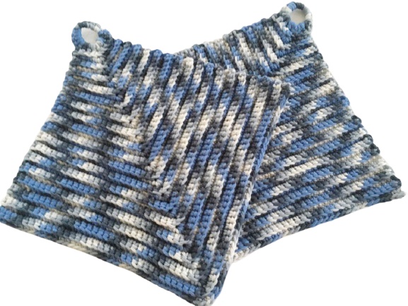 Topflappen klassicher Stil ca 19 x 19 cm - 100 Baumwolle -Blautöne mit natur 3