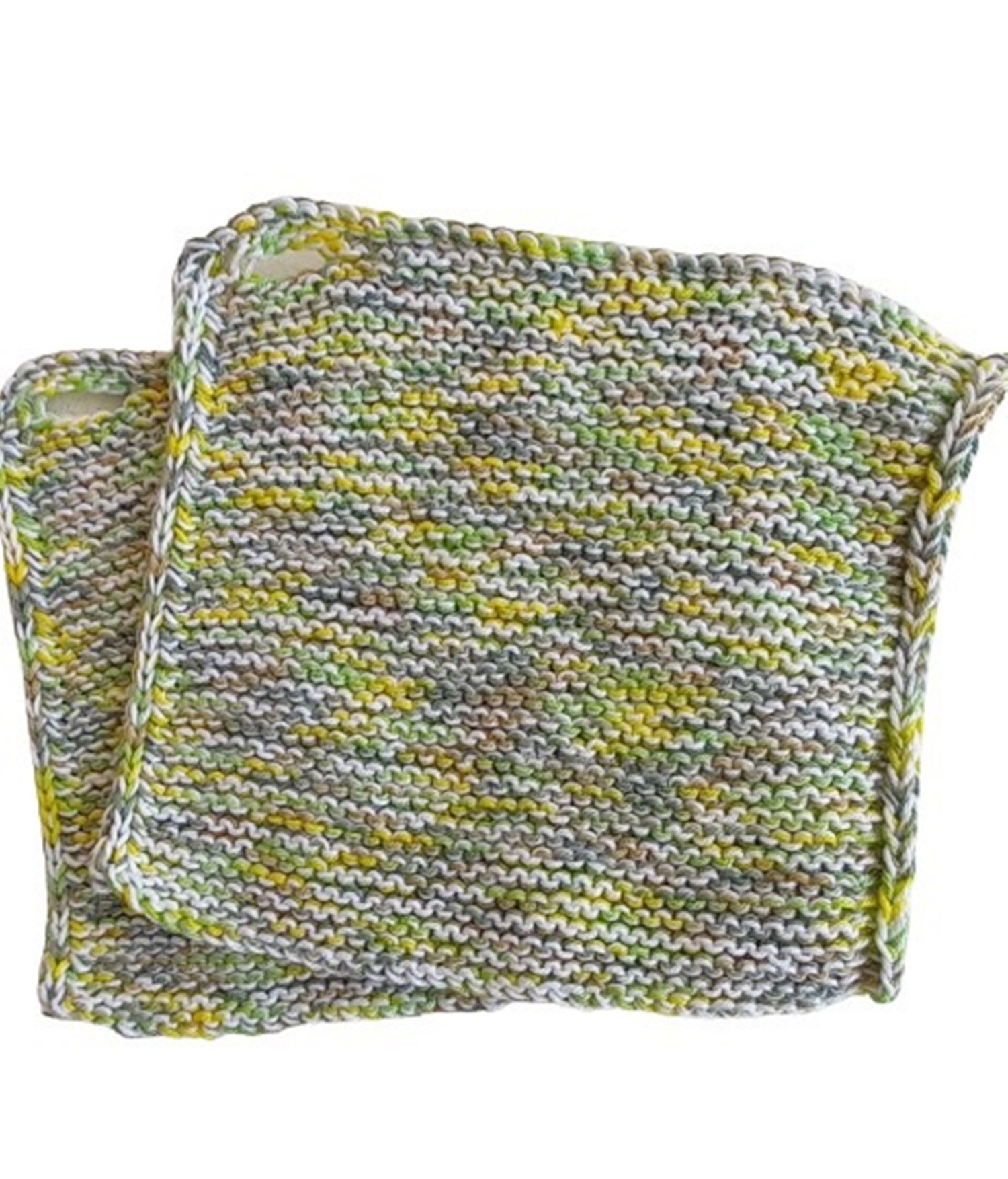 Dicke Topflappen handgestrickt aus 100 % Baumwolle, ca. 20 x 19 cm, 1 Paar
