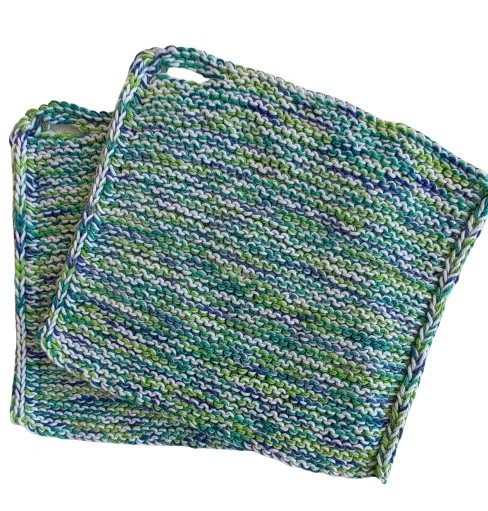 Dicke Topflappen handgestrickt aus 100 % Baumwolle, ca. 20 x 19 cm, 1 Paar 2