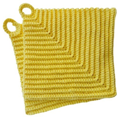 Topflappen klassicher Stil ca 19 x 19 cm - 100 Baumwolle - gelb