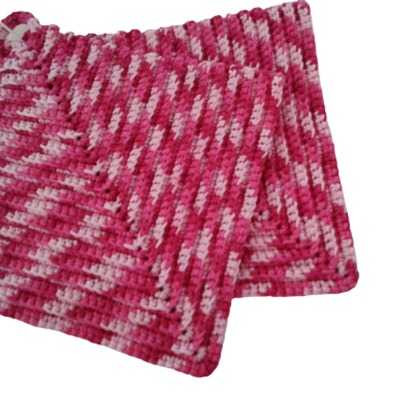 Topflappen klassischer Stil ca. 19 x 19 cm - 100 Baumwolle in pink und natur Nr. 107