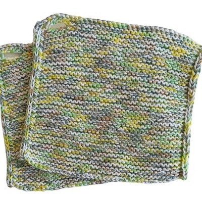 Dicke Topflappen handgestrickt aus 100 Baumwolle, ca. 20 x 19 cm, 1 Paar