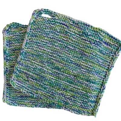 Dicke Topflappen handgestrickt aus 100 Baumwolle, ca. 20 x 19 cm, 1 Paar