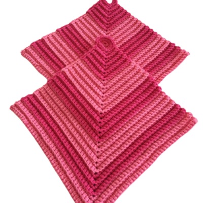Topflappen klassisch gehäkelt ca 19 x 19 cm - 100 Baumwolle - Unikat