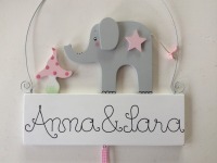 Namensschild für Mädchen mit süßem Elefant 4