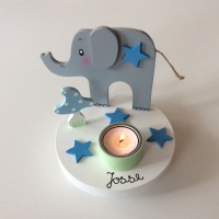 Geburtstags-Kerzenhalter mit Elefant und Geburtstagszahl 3
