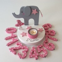Geburtstags-Kerzenhalter mit Elefant und Geburtstagszahl