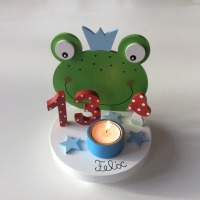 Geburtstags-Kerzenhalter mit Frosch und Geburtstagszahl 2