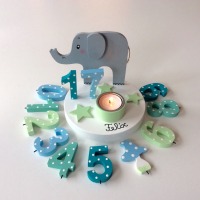 Geburtstags-Kerzenhalter mit Elefant und Geburtstagszahl