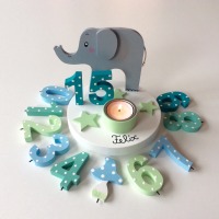 Geburtstags-Kerzenhalter mit Elefant und Geburtstagszahl 3