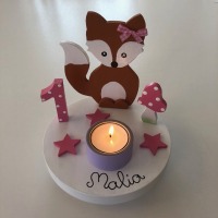 Geburtstags-Kerzenhalter mit Fuchs und Geburtstagszahl