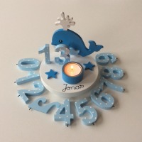 Geburtstags-Kerzenhalter mit Walfisch und Geburtstagszahl 5