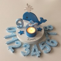 Geburtstags-Kerzenhalter mit Walfisch und Geburtstagszahl 7
