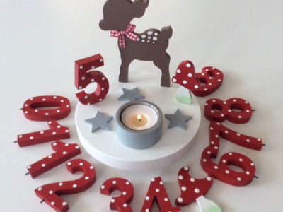 Geburtstags-Kerzenhalter mit Reh und Geburtstagszahl